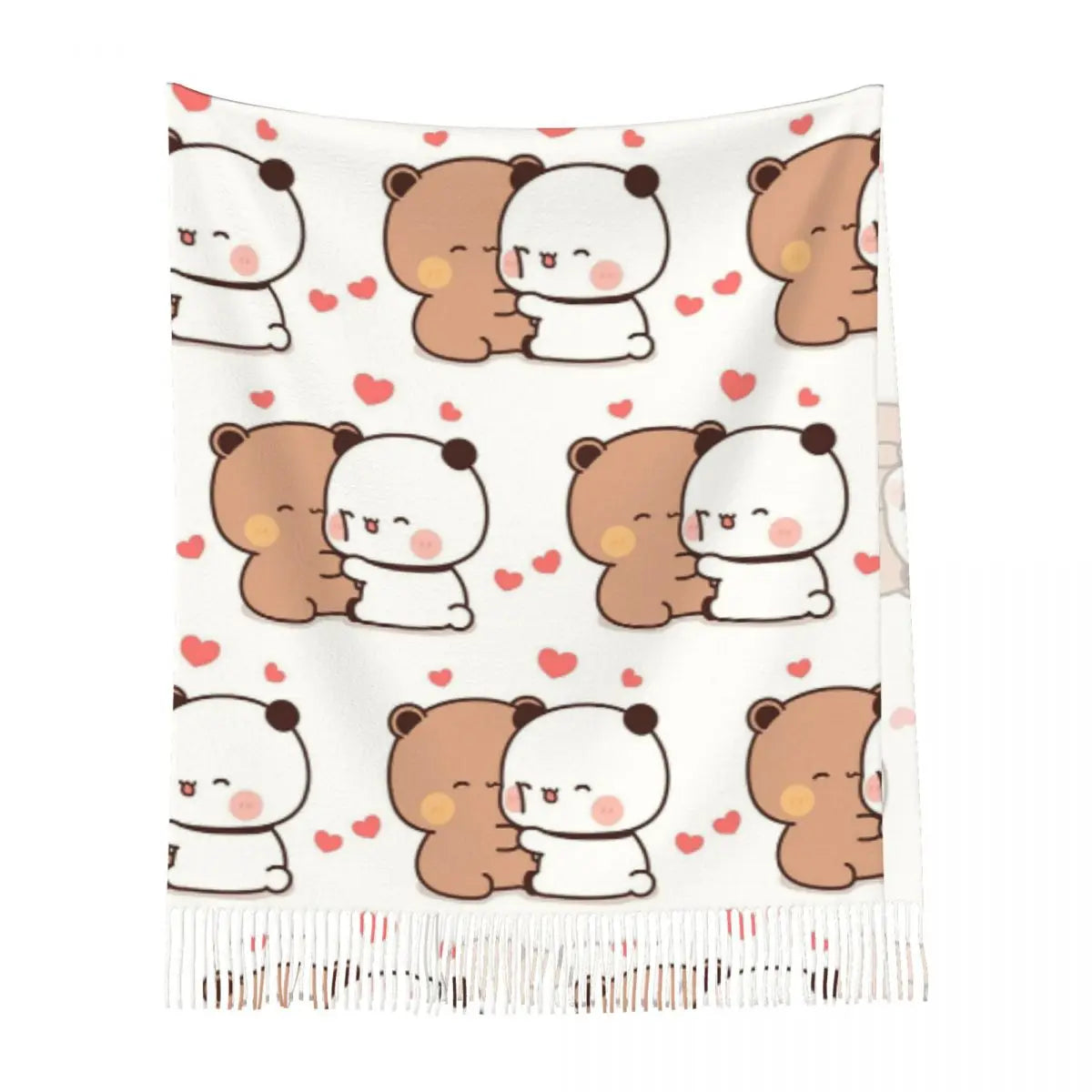 Bubu Dudu Going To Sleep Panda And Bear Scarf Tassel Scarves Women Soft Warm Shawls and Wraps Large Fall Winter Shawl Wrap
