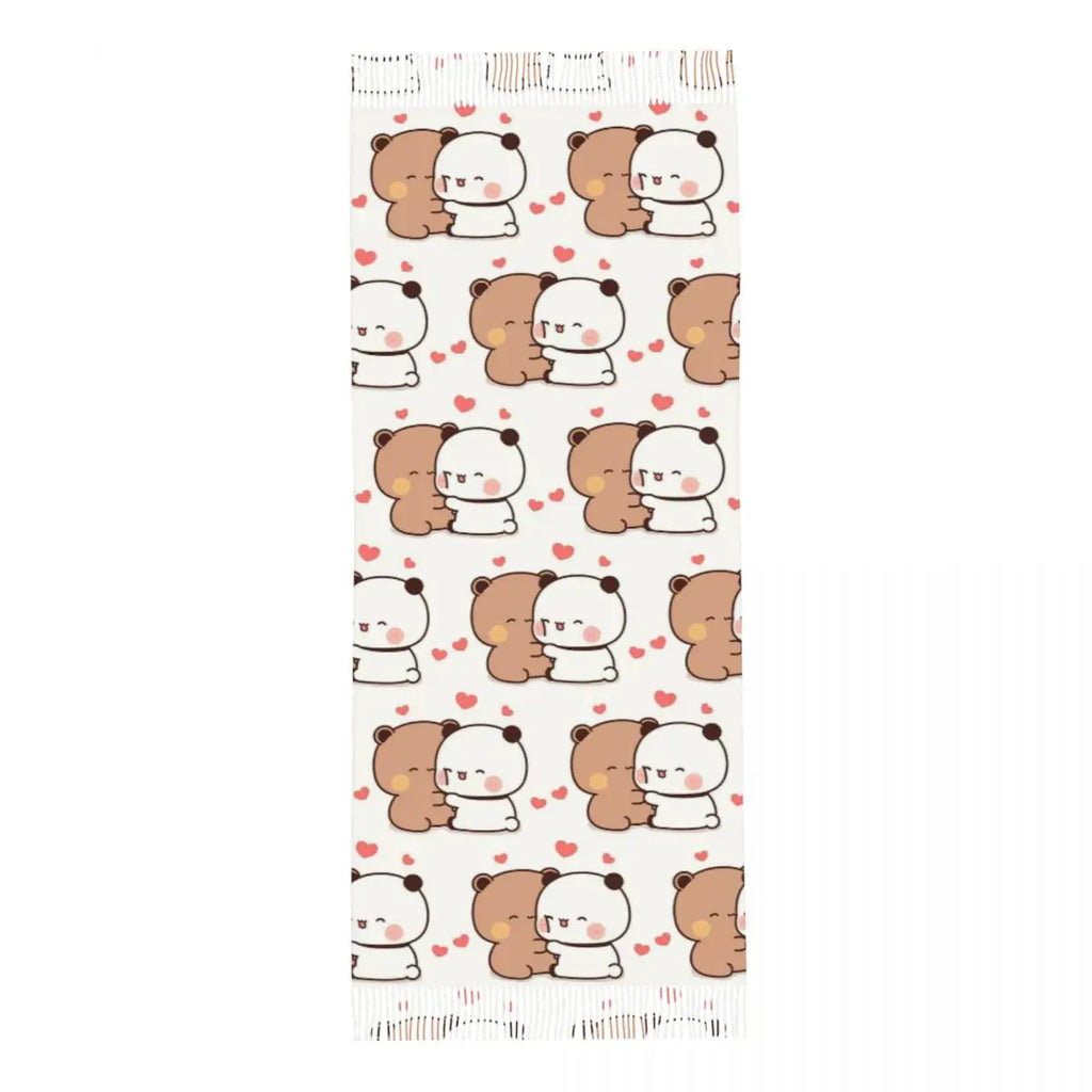 Bubu Dudu Going To Sleep Panda And Bear Scarf Tassel Scarves Women Soft Warm Shawls and Wraps Large Fall Winter Shawl Wrap