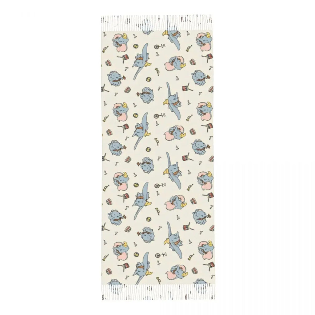 Dumbo Cartoon Cute Elephant Shawls Wraps for Womens Warm Large Soft Scarf Anime Funny Neckerchief Tassel Scarves