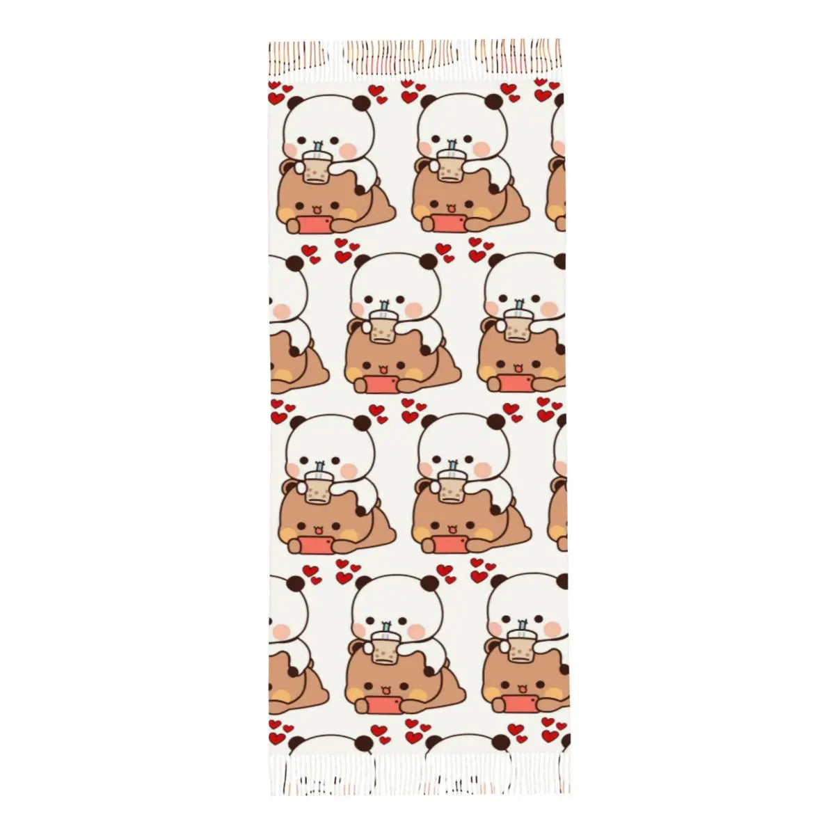 Bubu Dudu Going To Sleep Panda And Bear Scarf Tassel Scarves Women Soft Warm Shawls and Wraps Large Fall Winter Shawl Wrap